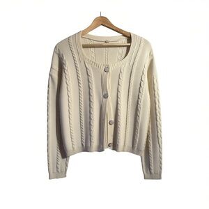 Vintage Scoop Neck Cable Knit Cardigan